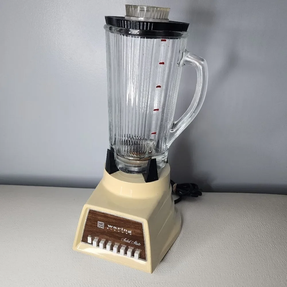 VTG Waring Solid State 5 Cup 40oz Push Button Blender Glass Cloverleaf Top Works